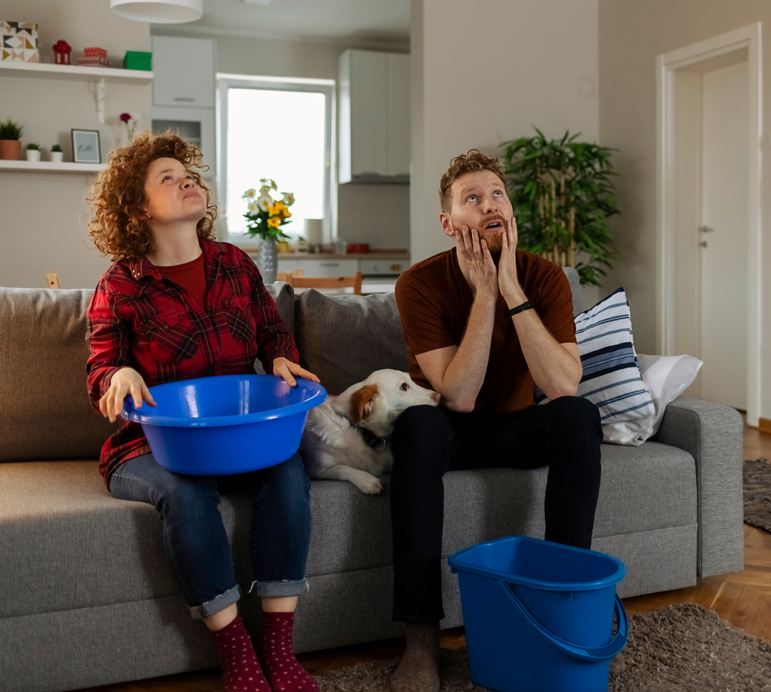 couple dismayed by spring roof leaks
